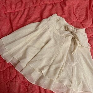 Aerie Cream Skater Skirt with Bow